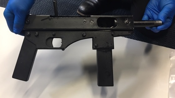 A homemade Uzi seized by police on the Gold Coast.