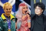 Steven Bradbury winning a gold medal, Lady Gaga wearing a meat dress and Bong Joon Ho at the Oscars.