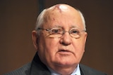 Former Soviet Union President Mikhail Gorbachev gives a press conference in Montpellier