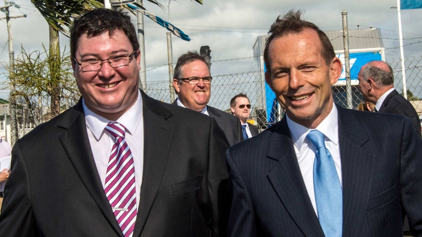 Dawson MP George Christensen and ex-PM Tony Abbott.