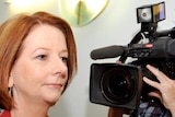 Prime Minister Julia Gillard tours the press gallery