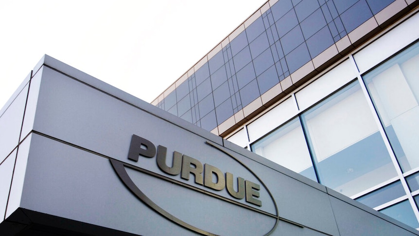 Purdue Pharma logo on building