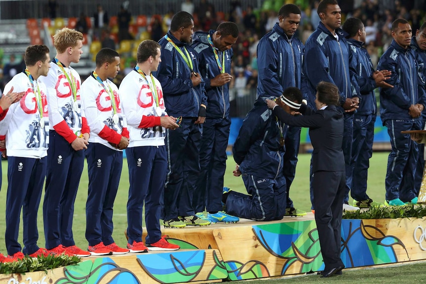 Fiji players receive gold medals in Rio