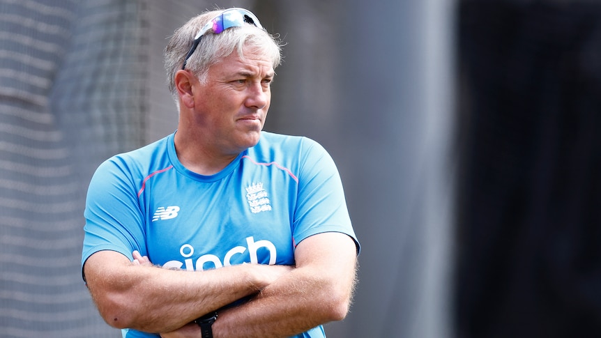 England head coach Chris Silverwood looks on during an England Ashes squad nets session at Melbourne Cricket Ground