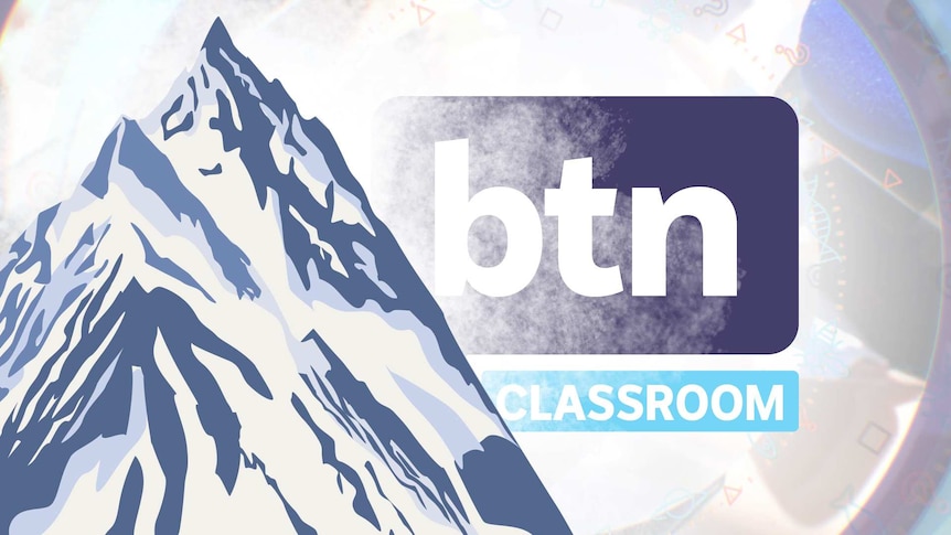 A clean illustration of Mount Everest and snow obscuring the BTN logo in the background.