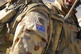 Australian flag patch on soldier in Afghanistan