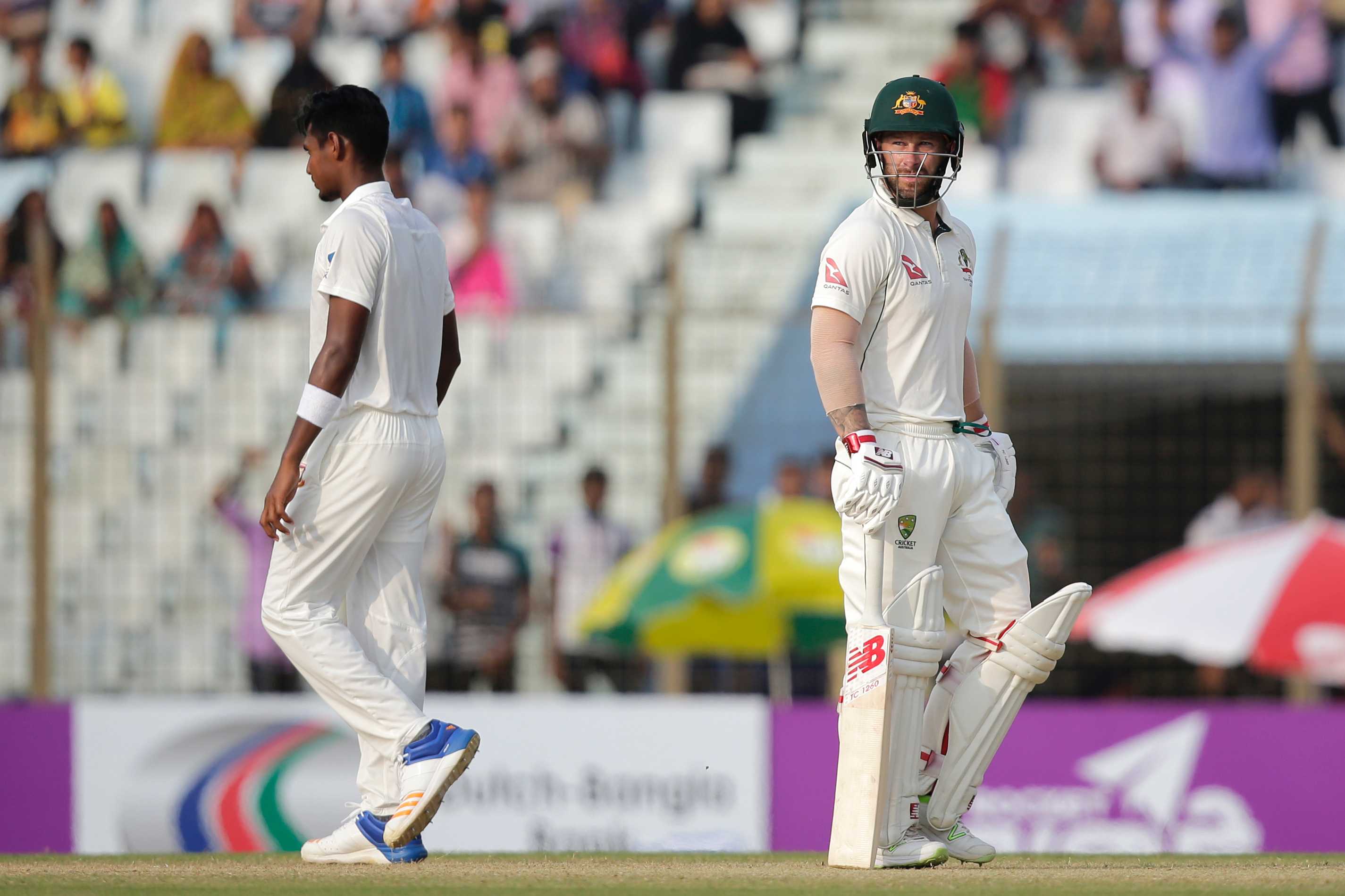 Australia's Matthew Wade looks on after dismissal against Bangladesh