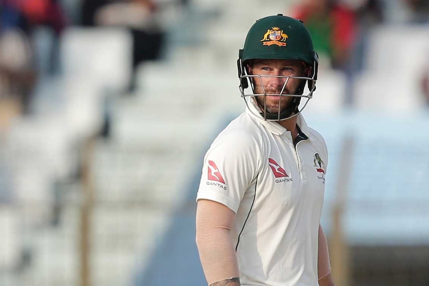 Australia's Matthew Wade looks on after dismissal against Bangladesh