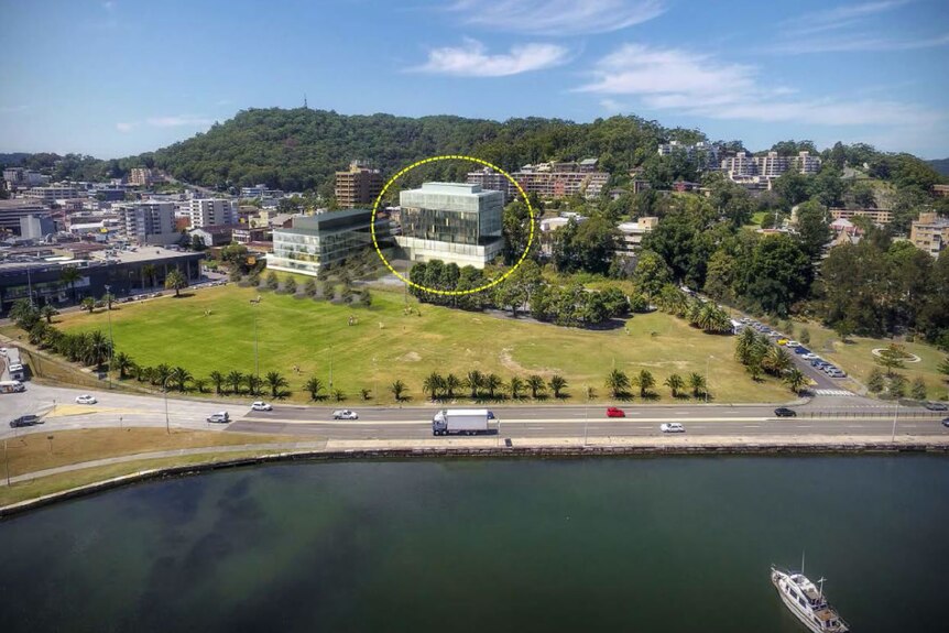 The location of a proposed new government building on the waterfront at Gosford.