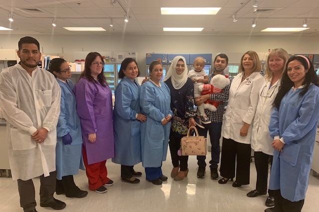 Zainab with the medical team overseeing her treatment for cancer