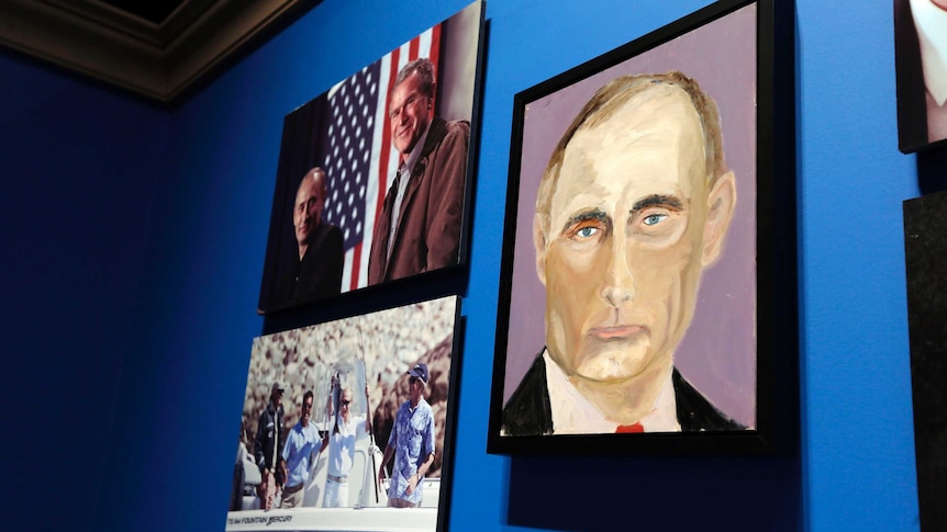 A portrait of Russian president Vladimir Putin, painted by former US president George W Bush.