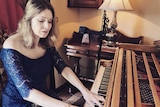 Fiona Joy Hawkins plays concerts on her grand piano from her loungeroom.