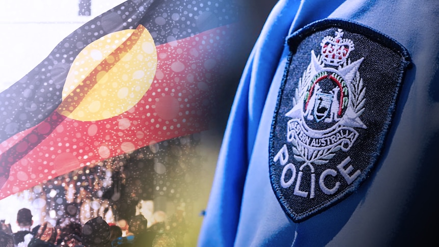 WA police badge and Aboriginal flag