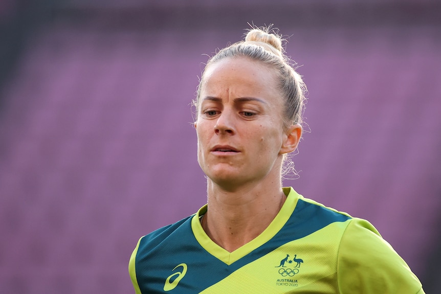 Matildas player Ivy Loeck poses during a match at the Olympics