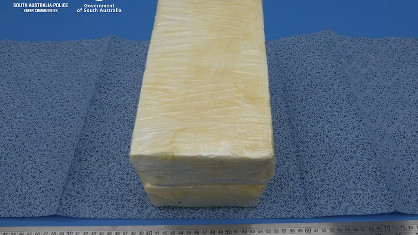 Two blocks of yellowish coloured substance stacked on top of each other