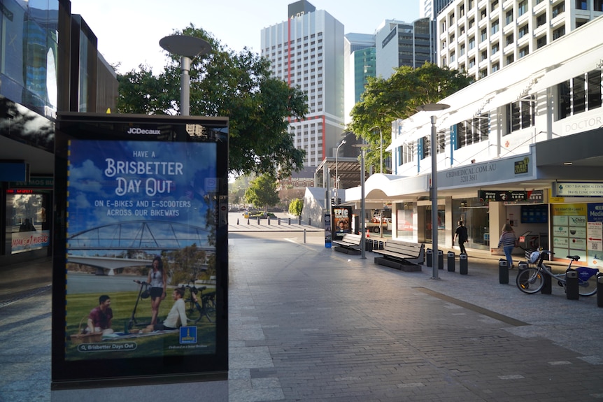 Empty Queen Street Mall in Brisbane CBD