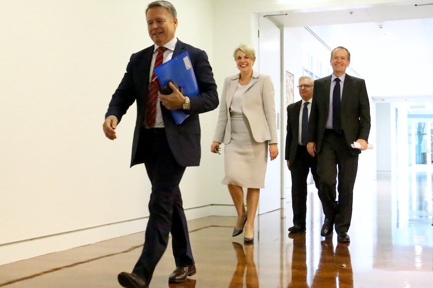 Bill Shorten moves through the halls of parliament house