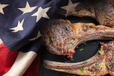 Picture of lamb with the American flag
