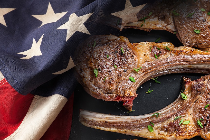 Picture of lamb with the American flag