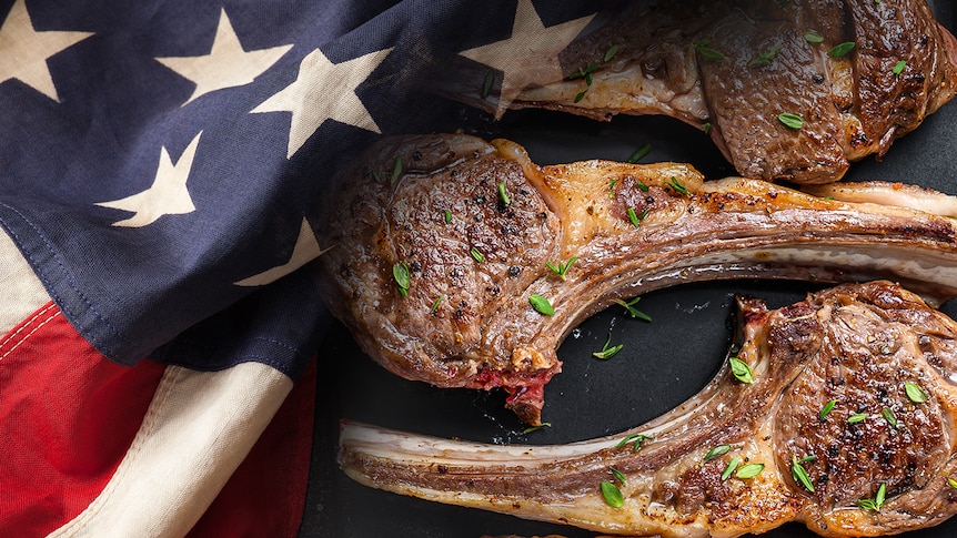 Picture of lamb with the American flag