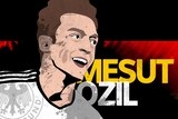 A graphic of Mesut Ozil over the German flag