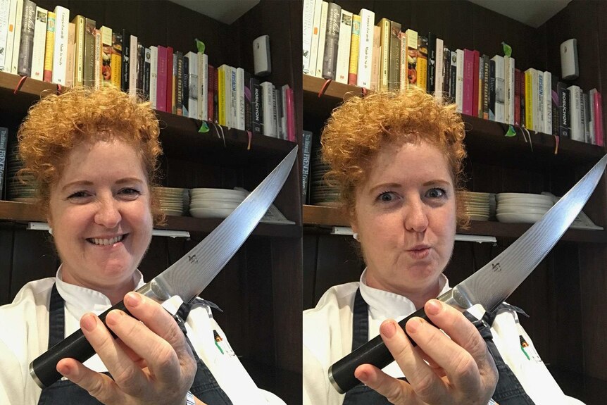 Chef Nicky Riemer with her boning filleting knife