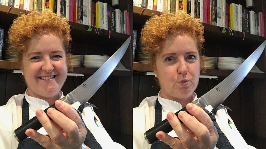 Chef Nicky Riemer with her boning filleting knife