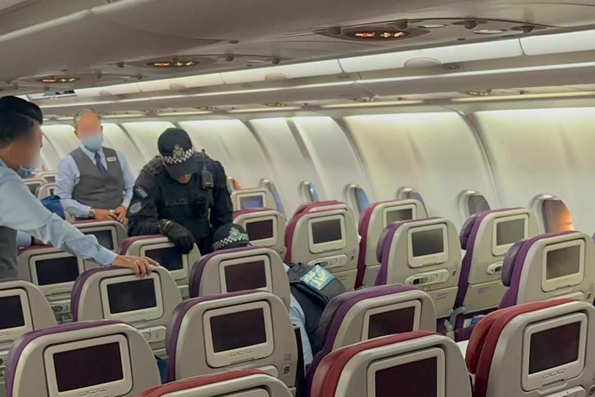 police on a plane after an incident