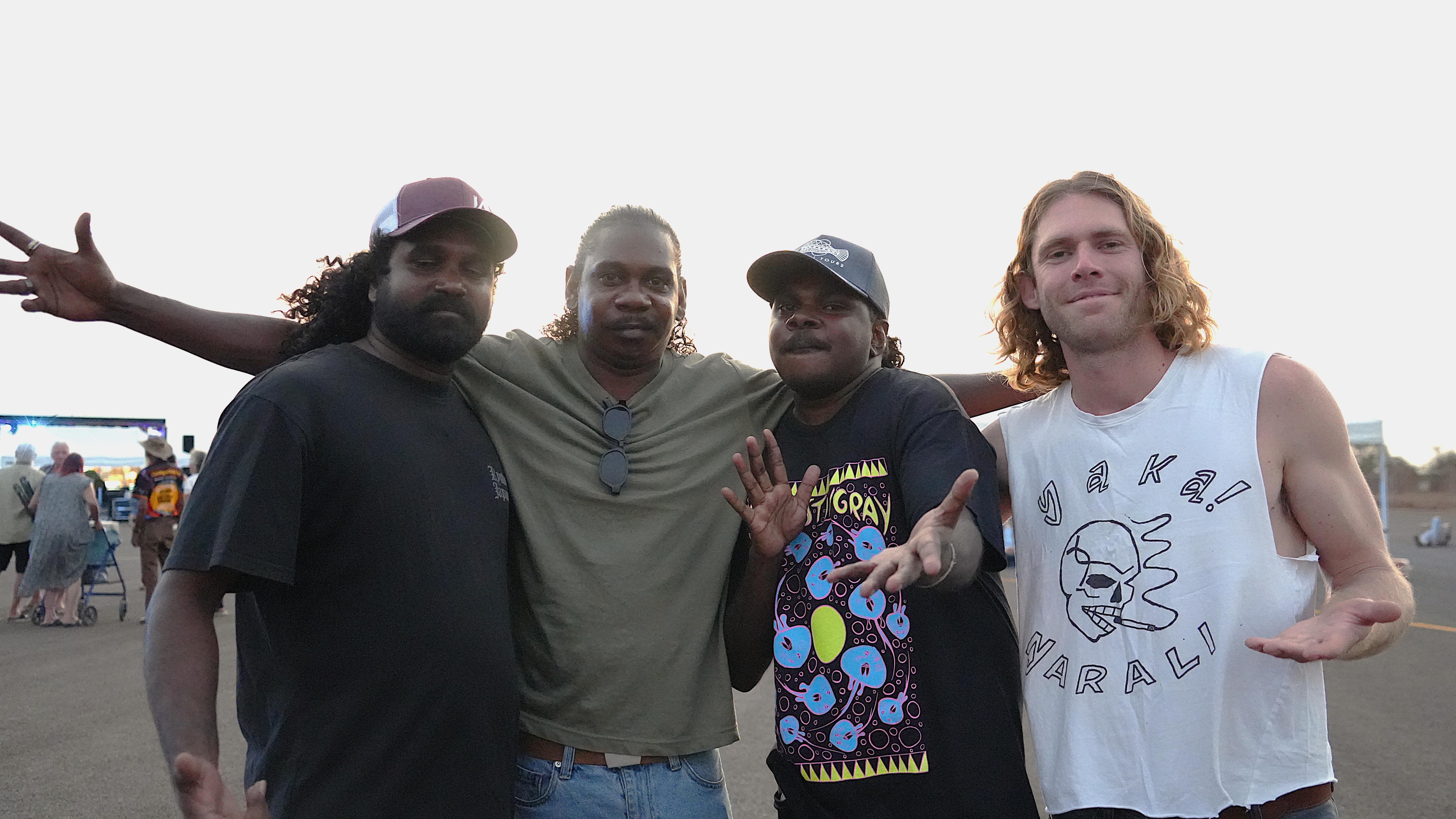 King Stingray band posing as a group. They are Indigenous youths 