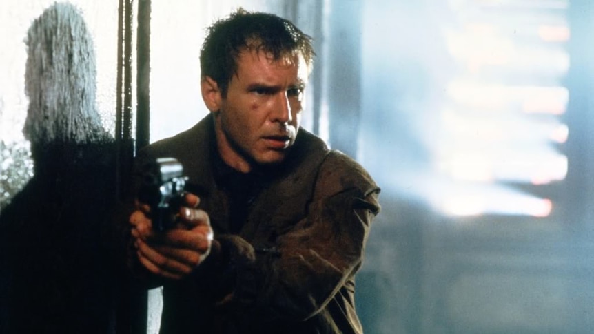 Harrison Ford stars in a scene from 1982 cult sci-fi classic Blade Runner.