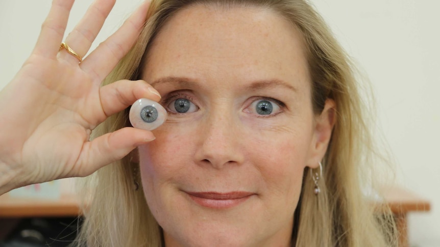 Cathy Holme with hand painted artificial eye