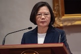 Tsai Ing-wen has a stern expression on her face as she announces the end of Taiwan-Solomon Islands ties.