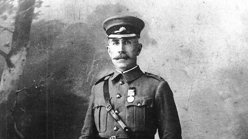 A black and white photograph of Captain Charles Leer in his military uniform