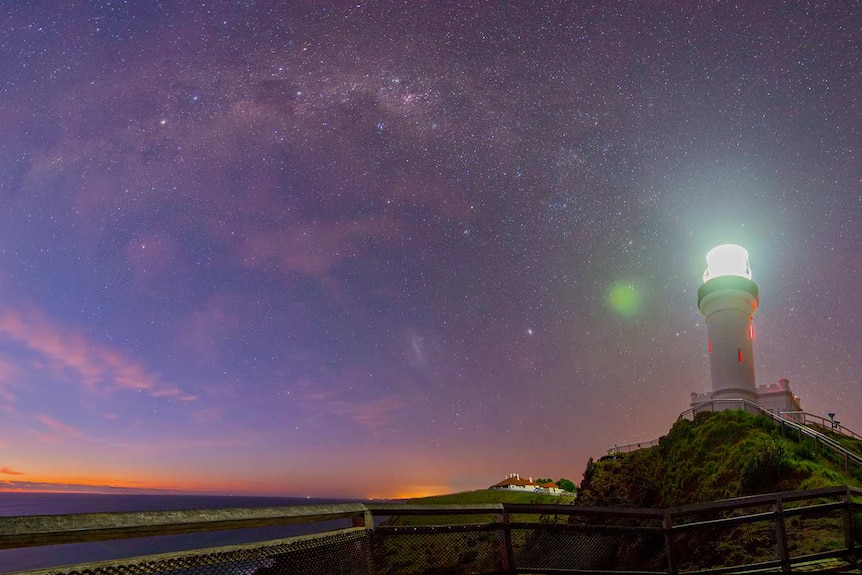 Stars over the Byron Bay lighthouse.