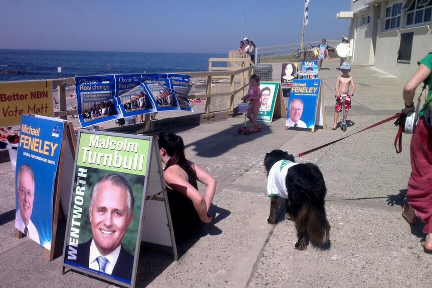 Election advertising at Clovelly polling booth.