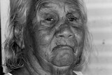 Black and white portrait of Ngarliyarndu elder Violet Samson.