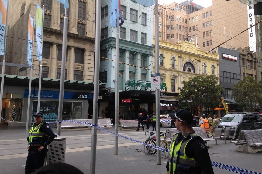 Police at Bourke Street mall.