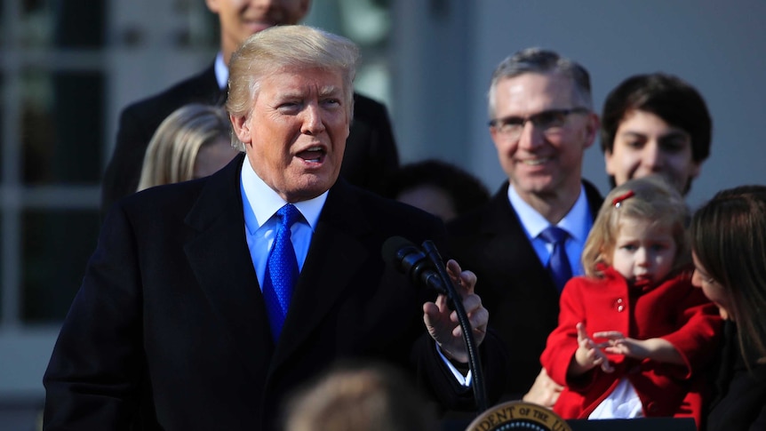 President Donald Trump speaks to participants of the annual March for Life event