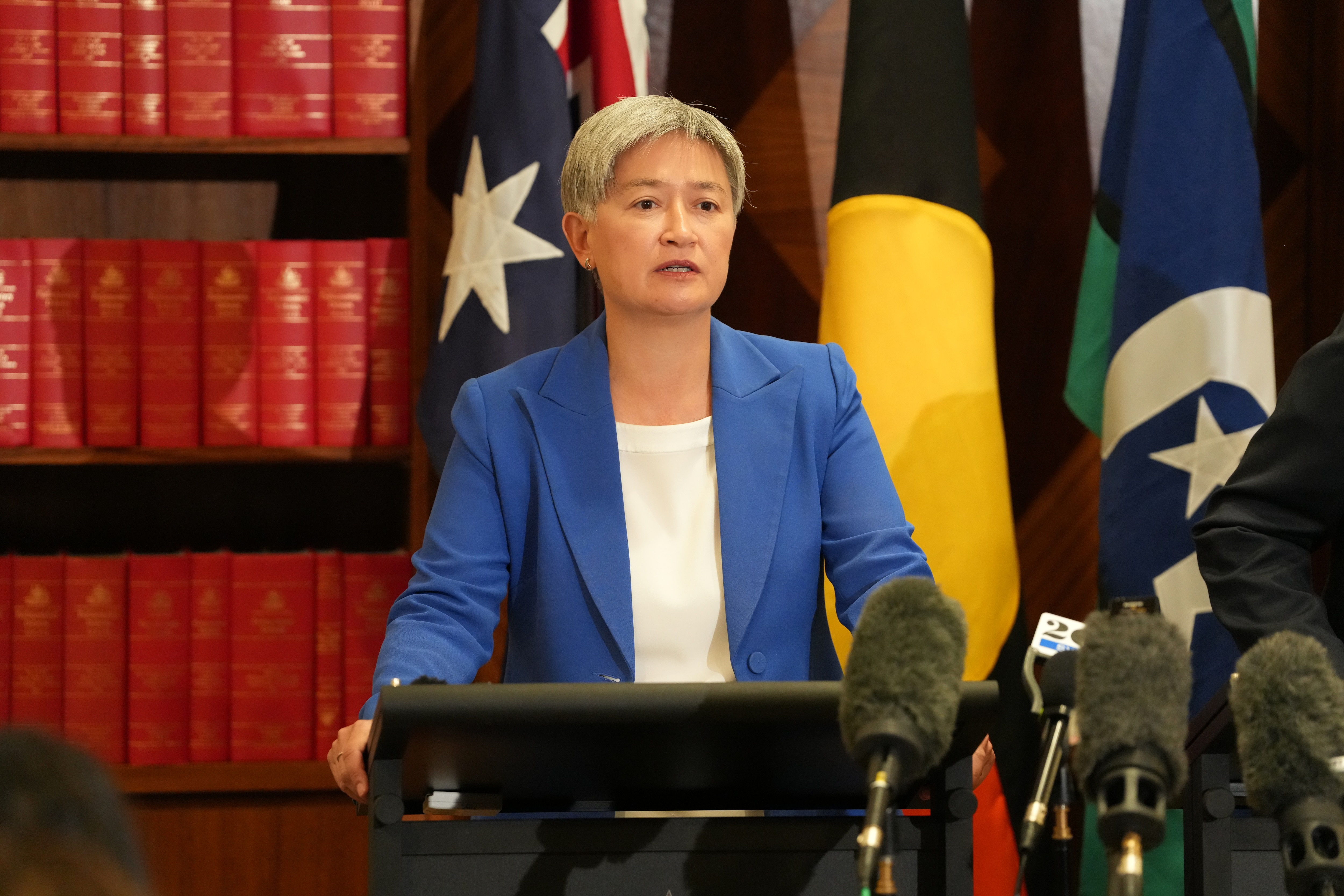 Penny Wong tariff press conference