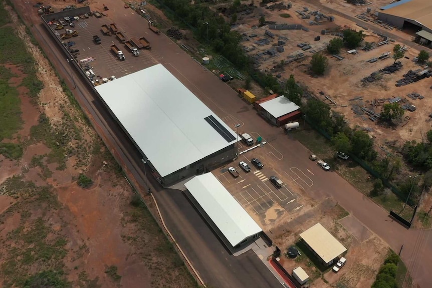 An aerial photo of an industrial site in the Darwin suburb of East Arm.