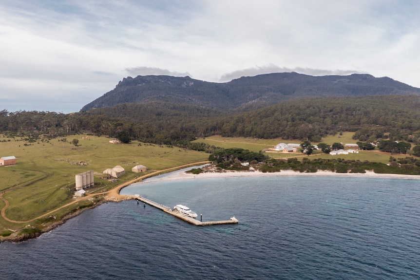 Drone photo showing Maria Island Tasmania