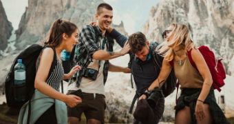 A group of travelling friends on a holiday for story about travel insurance