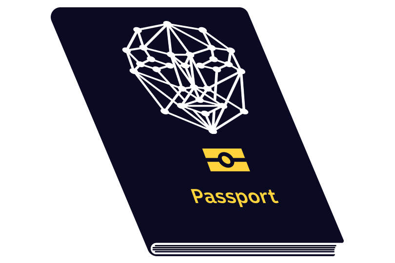 Passport with a face scan on it