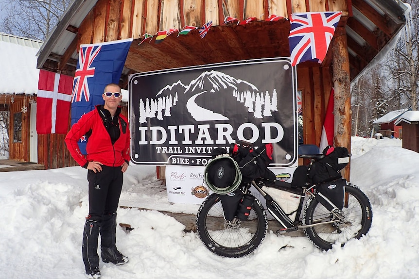 Brisbane bicycle mechanic Troy Szczurkowski at world's longest winter ultra marathon in Alaska