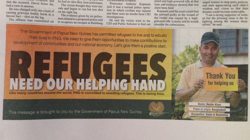 Photoshopped image of Mr Khan published in The National newspaper and paid for by the Papua New Guinea government