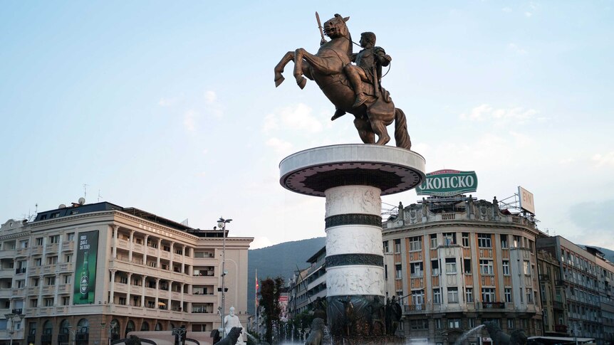 A massive new statue of Alexander the Great in Skopje, Macedonia.