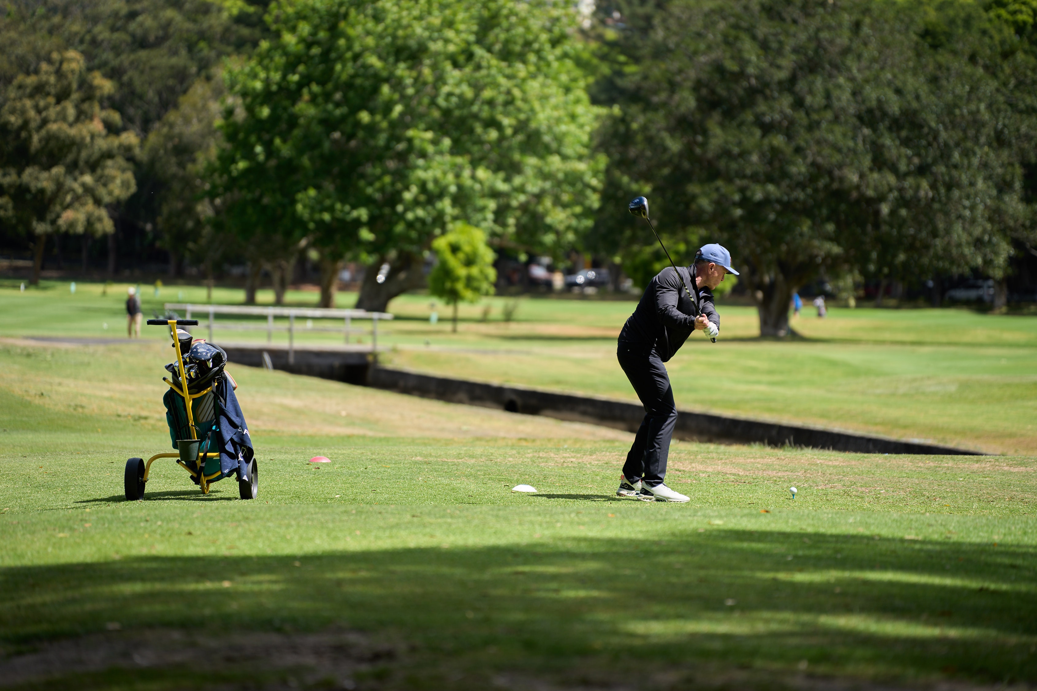 A golfer plays at the Royal Sydney Golf Course in Rose Bay