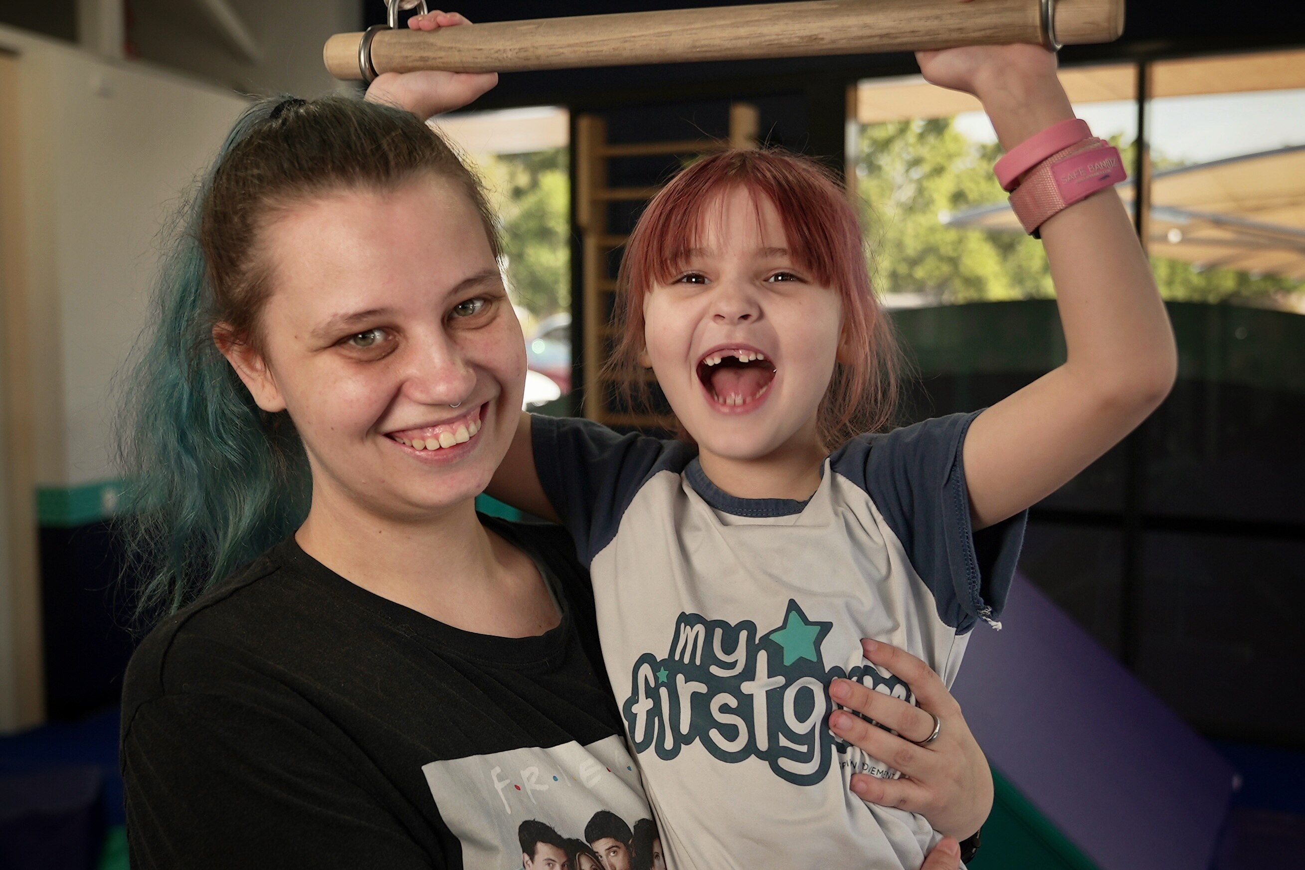 Mum Ashleigh and Ava smile