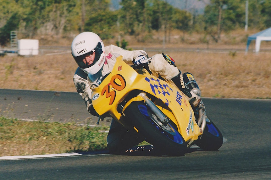 Col Meyers in motorcycle racing mode