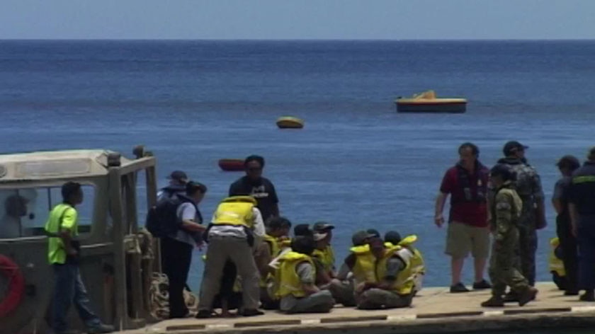 The captain and a crew member of this boat were charged with people smuggling.